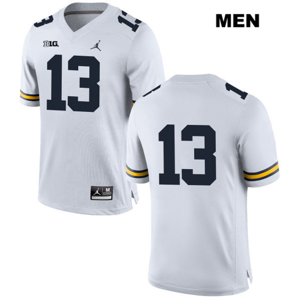 Men's NCAA Michigan Wolverines German Green #13 No Name White Jordan Brand Authentic Stitched Football College Jersey GN25E05PO